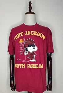 Rare 80s Snoopy Fort Jackson South Carolina Army Single Stitch XL T-shirt - Picture 1 of 11