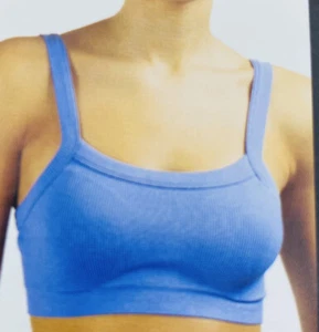 Junior geripptes nahtloses Bralette mit eckigem Ausschnitt (Größe XXXL) BRANDNEU mit Etikett blau - Bild 1 von 6