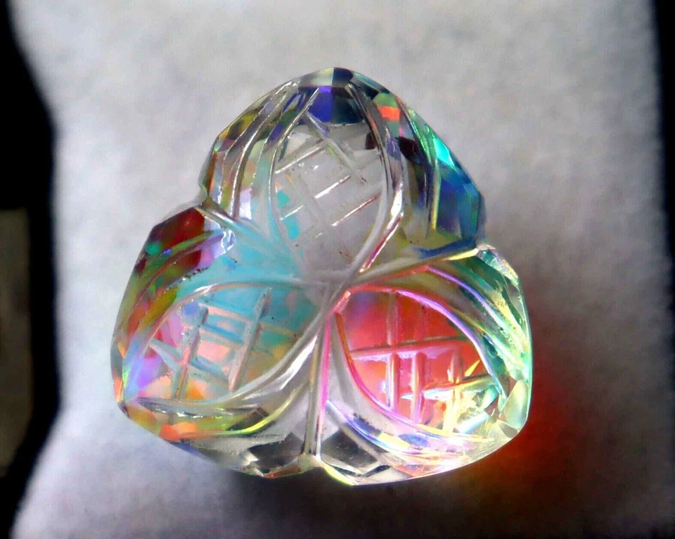 Beautiful 70 Crt Mystic Quartz Trillion Carving pendant Size Loose Gemstone - Image 1 of 4