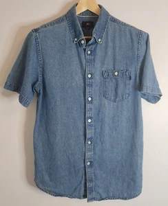 Mens Obey Denim Shirt Short Sleeve Button Up Size Medium - Picture 1 of 6