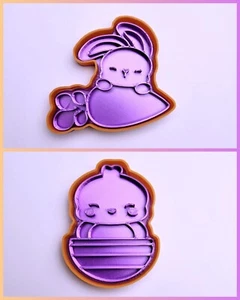 9cm Set Of 2 Bunny and Chick Easter themed Cookie Cutters - Picture 1 of 5