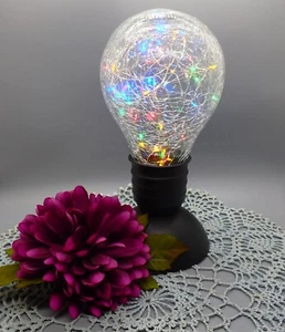 Crackle Glas Glühbirne Laterne mit leuchtend bunten LED Lichterkette innen - Bild 1 von 8