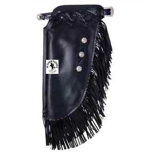 Black Softy Leather Western Chinks/ Chaps Basket Tooled And Free Shipping - Picture 1 of 3