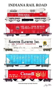 Póster de Indiana Rail Road Grain Train 11"x17" firmado por Andy Fletcher - Imagen 1 de 1