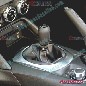 AutoExe Nappa Leather Black Stitch Long Shift Knob fit Mazda Manual GearM10x1.25 - Picture 1 of 3
