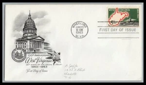 US FDC # 1232 5c West Virginia Artmaster addressed 1963, 9p1722 - Picture 1 of 1