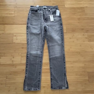 Good American Women's Faded Black Good Boy Slit Denim Jeans Size 8/29 NWT $159 - Picture 1 of 10