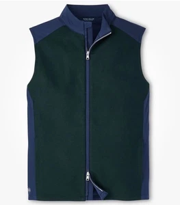 Peter Millar L Large Vest Crown Crafted Cambridge Hybrid Wool Green Navy $295 - Picture 1 of 9