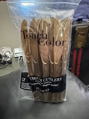 Glittering Gold Premium Cutlery Plastic Knives 24ct. Party Supply New!!! - Image 1 of 2