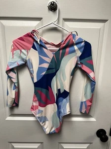 Splendid Girls Multi Mosaic Palm Long Sleeve One Piece Swimsuit Size 10 - Picture 1 of 4
