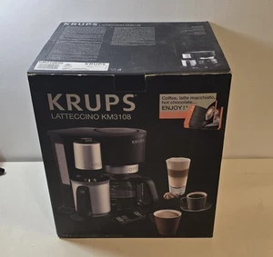 Krups Latteccino KM3108 Coffee Maker and Milk Frother AIO Black - New - Picture 1 of 10