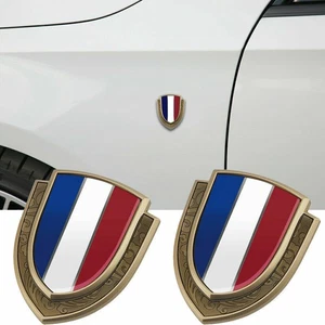 2pcs Gold Metal France French Flag Car Fender Door Side Emblems Badges Stickers - Picture 1 of 7
