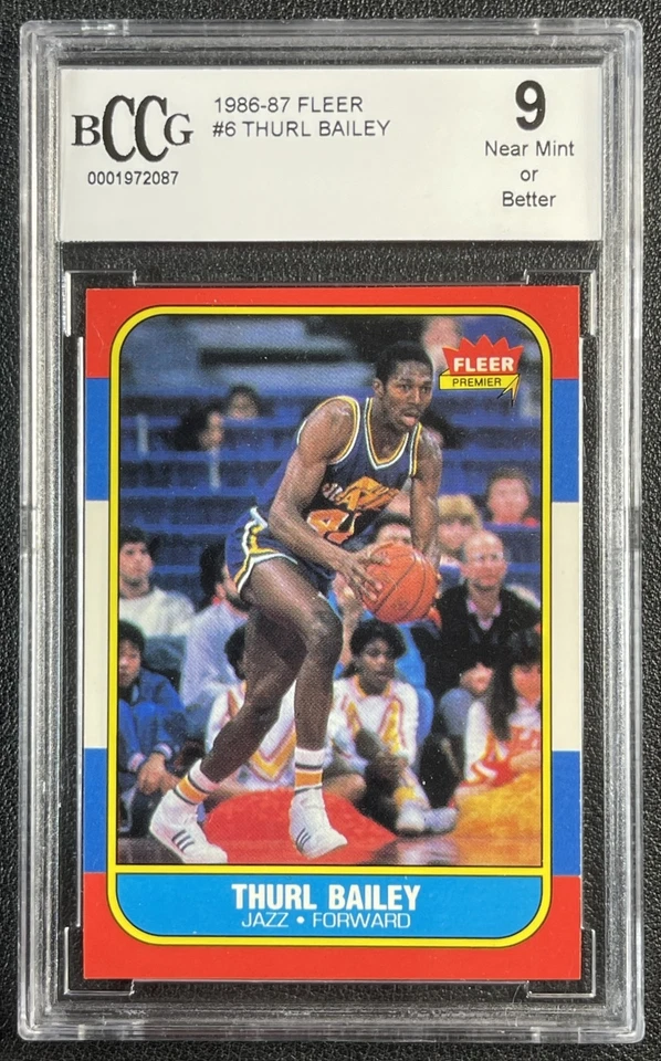 BCCG 9 THURL BAILEY 1986-87 FLEER BASKETBALL #6 ROOKIE RC JAZZ - Image 1 of 2
