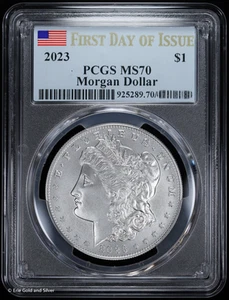 2023 $ 1 Morgan Silberdollar PCGS MS 70 erster Ausgabetag FDOI - Bild 1 von 4