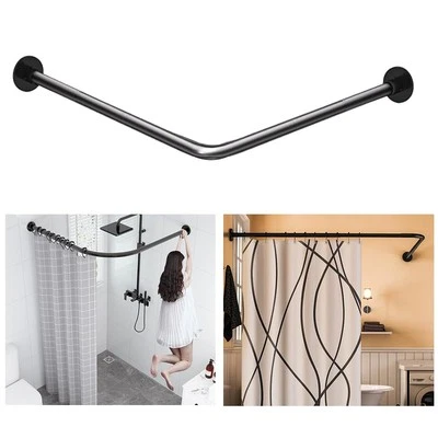 L-Shaped Corner Shower Curtain Rod, 「Black 24"-53" x 24"-53"」 Adjustable, Uns... - Image 1 of 4