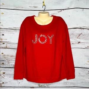 Jane & Delancey Neu mit Etikett Gr. L rot Joy verziert Weihnachten Sweatshirt Top - Bild 1 von 4