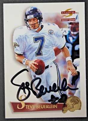 Steve Beuerlein Jacksonville Jaguars Signed 1995 Pinnacle #75 NOTRE DAME - Image 1 of 3