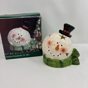 Frostiger Schneemann Keramik Votivkerzenhalter Weihnachtsfigur Tii Collections - Bild 1 von 10