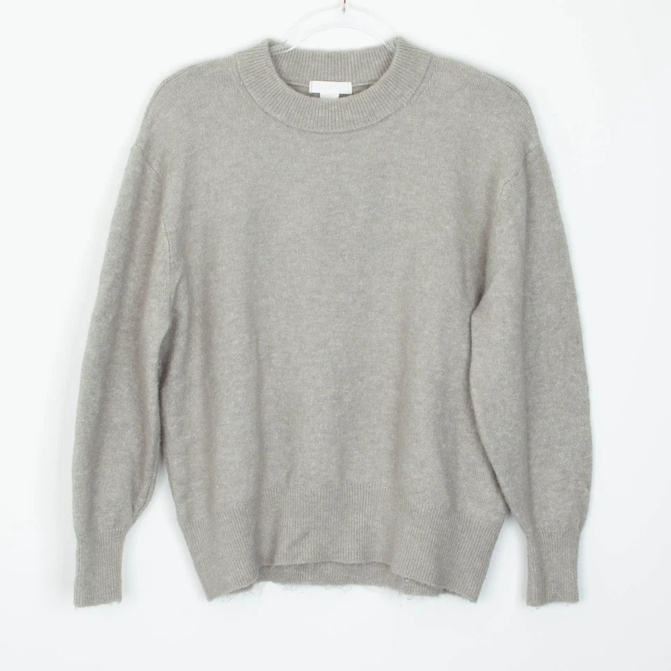 H & M женщин шерсти смесь Crewneck свитер размер M серый шар рукав минималистский - Изображение 1 из 4