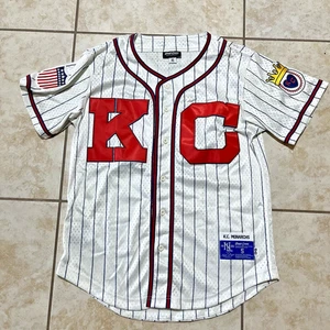 1945 Kansas City KC Monarchs Jersey Sewn Jackie Robinson Mens Small Pinstripe - Picture 1 of 7