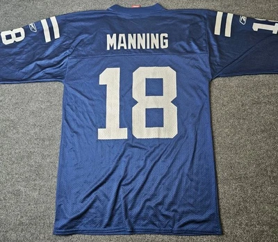 Camiseta Peyton Manning Indianapolis Colts #18 de Reebok azul medio jugadores de la NFL Foto 1 de 4