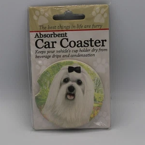 Super Absorbent Stone Car Coaster Maltese Dog Breed Gift - Picture 1 of 1