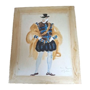 Italian Antique 1948 Painting Watercolor French Opera Costume signed L. Fortini - Picture 1 of 7