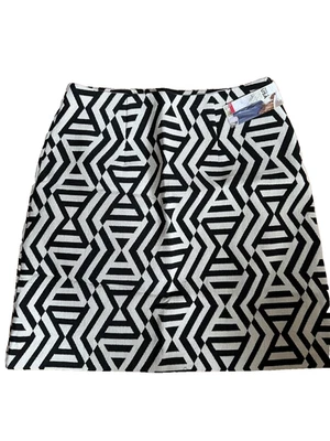 Saia Karen Kane preta e creme Chevron jacquard geométrica linha A tamanho XS NOVA - Imagem 1 de 4