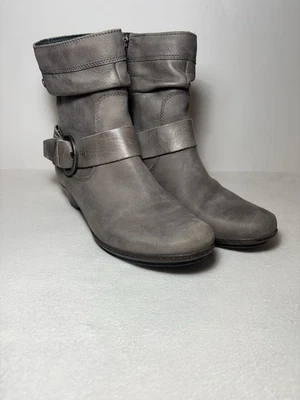 Pikolinos Brujas Gray Distressed Leather Buckle Slouch Boots Shoes Size 38 - Image 1 of 4