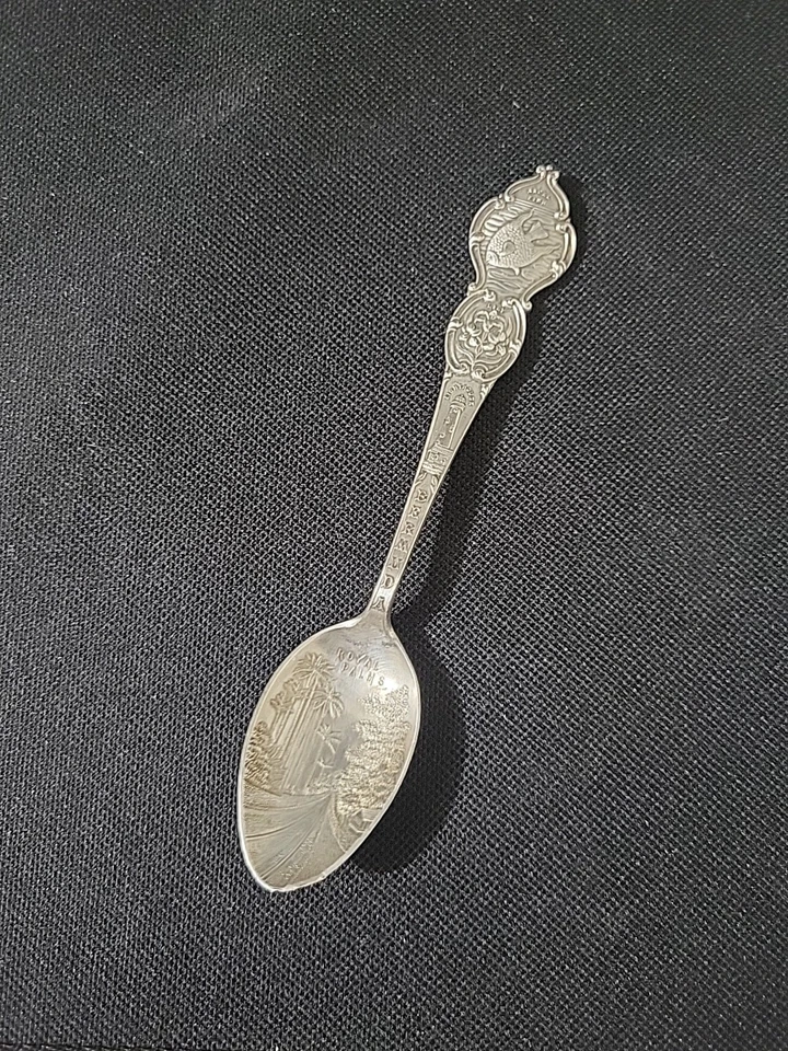 Antique Sterling Silver Souvenir Spoon BERMUDA Royal Palms, Angel Fish LILY C3 — 第 1/4 张图片