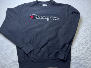 Champion Reverse Weave Mens Pullover Sweatshirt Black Long Sleeve Outdoor Size L - Picture 1 of 9