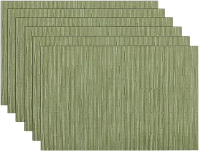SHACOS Placemats Set of 6 Woven Vinyl Place Mats for Dining Table Wipe Clean Non - Image 1 of 2