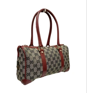 Gucci Shoulder Bag Drummed Rare Boston Leather Handbag Used - Picture 1 of 8
