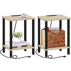 TUTOTAK End Table with Charging Station Set of 2 Side Table with USB Ports and O - Picture 1 of 8