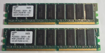 Samsung/2x1GB/DDR-400MHz/PC3200/M381L2923BTM-CCC/Server RAM/ECC REGISTERED - Image 1 of 3