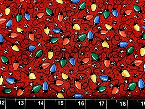 Tina Scrap 9"x21" STRING OF CHRISTMAS LIGHT OOP Vintage Red Snow FABRIC COTTON - Picture 1 of 1