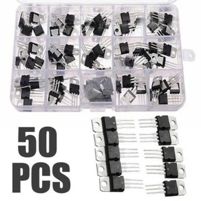 50pcs/Set Voltage Regulator Transistor Assortment Kit Equipment With Storage Box - Bild 1 von 4
