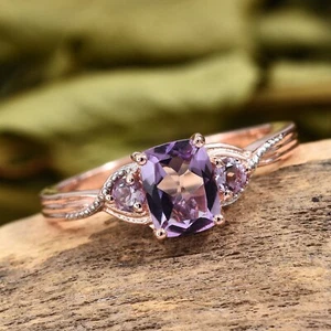 AMATISTA ROSA DE FRANCE 1,56 CTS, 14 K RG SOBRE PLATA ESTERLINA, TALLA 10 - Imagen 1 de 5