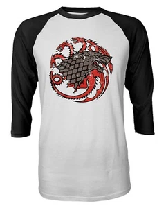 House Stark Targaryen Sigil Mash-Up Of Thrones Quarter Sleeve Men's T-Shirt - Picture 1 of 5
