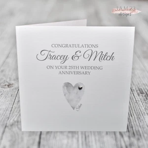 Personalised Silver 25th Wedding Anniversary Card - Picture 1 of 10