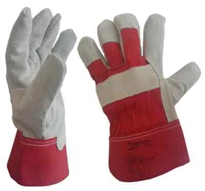 RED RIGGER LEATHER GARDENING GLOVES CUT & THORN PROOF HEAVY-DUYT WORK GLOVES - Picture 1 of 5