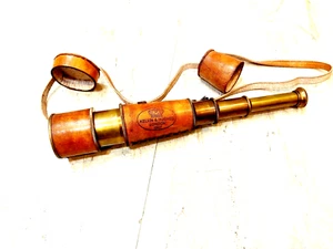 Antikes Messing Leder Teleskop Pirat Vintage nautisch Spyglass Marine Zielfernrohr - Bild 1 von 3