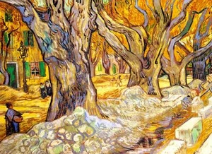 Vincent Van Gogh *FRAMED* CANVAS ART Large trees 24x16" - Picture 1 of 1