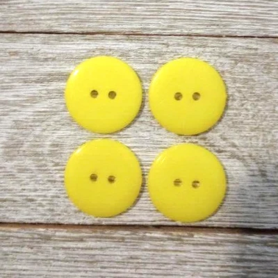 4 Yellow Sewing Buttons Crafting Round 2 Hole Flat Resin  .75"  20mm  - Image 1 of 2