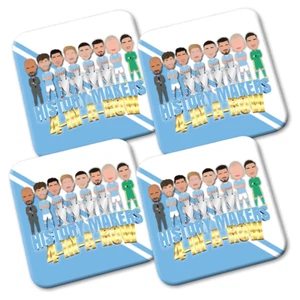City Champions 2024 Vector Heroes 4er Pack Untersetzer Manchester Mann tolles Geschenk - Bild 1 von 1