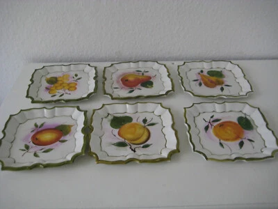 6 HANDBEMALTE ITALIENISCHE OBSTTELLER / DESSERTTELLER - KERAMIK - MAJOLIKA - Bild 1 von 4