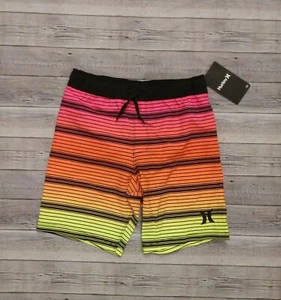 New! Boy's Hurley Neon Stripes Swim Trunks Multiple Sizes - Picture 1 of 2