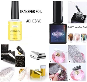 15ml NAIL FOIL GLUE transfer Adhesive Nail Art Tools Foil Box Packs Bottle UK - Picture 1 of 34