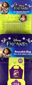 Disney Encanto Konvolut große wiederverwendbare lila Einkaufstaschen & 9 Stck. wiederverwendbare Strohhalme - Bild 1 von 9