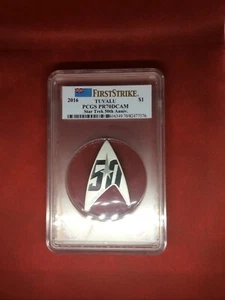 2016 PCGS PR70 D-Cam Star Trek Delta 50th Anniversary Silver Tuvalu $1 Coin - Picture 1 of 2